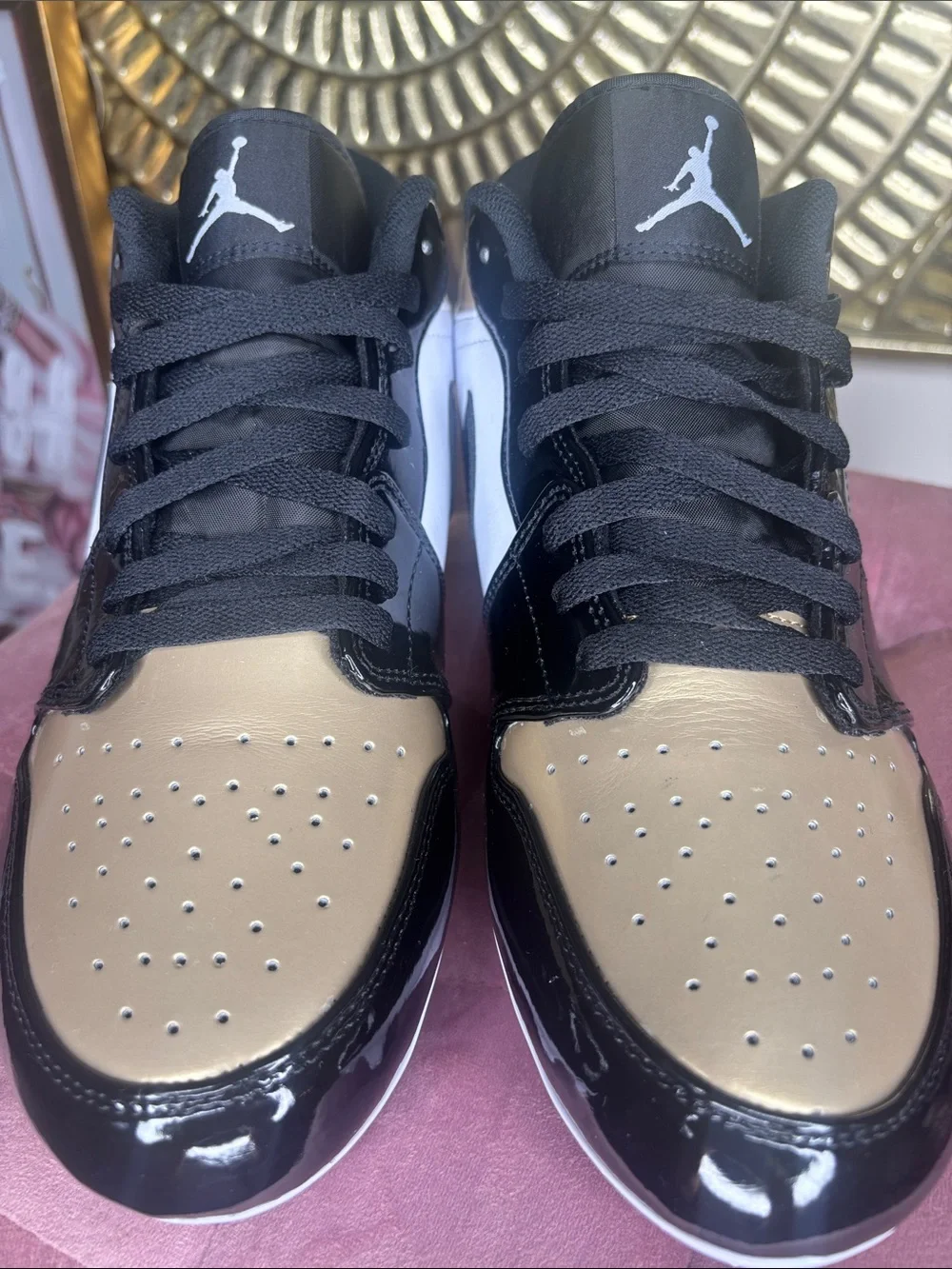 Men Nike Air Jordan 1 Low TD Cleat 'Gold Toe' Cleats (NEW!) - Picture 5 of 6